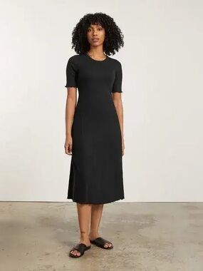 Everlane Black Ribbed Open Back Midi Dress XS